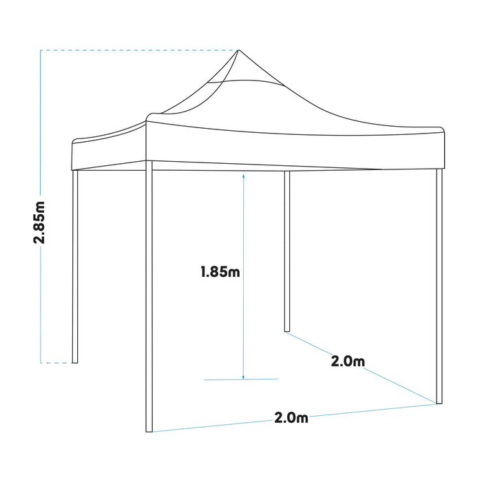 Premium 2x2m Pop-Up Gazebo, Heavy Duty, Water Resistant, Carry Bag, Stakes & Weight Bags - Grey - DG129