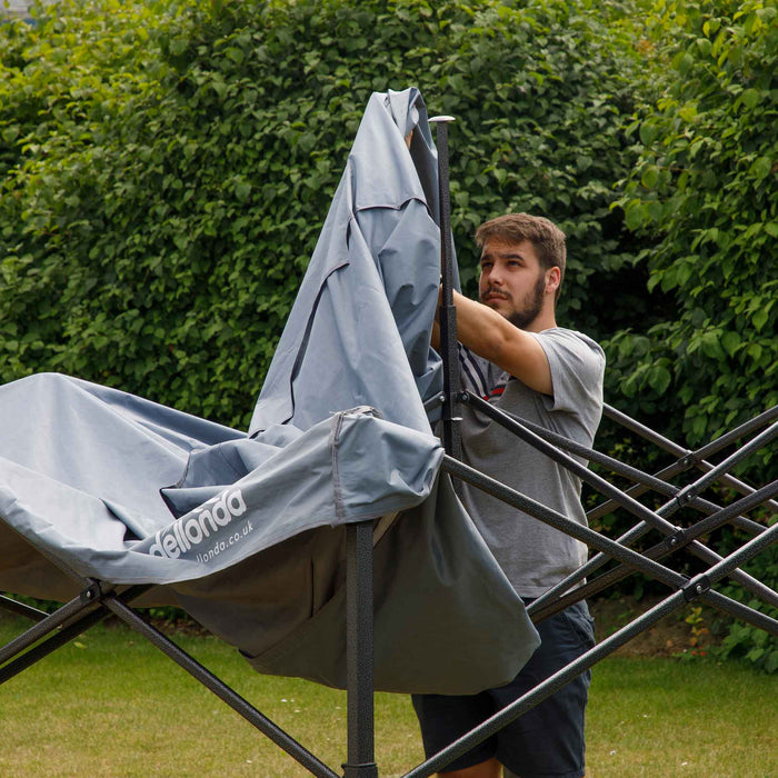Premium 2x2m Pop-Up Gazebo, Heavy Duty, Water Resistant, Carry Bag, Stakes & Weight Bags - Grey - DG129