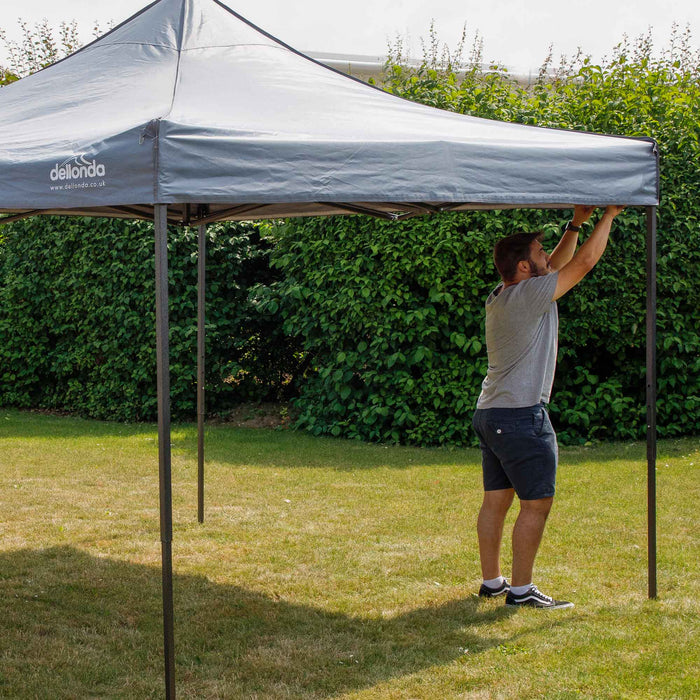 Premium 2x2m Pop-Up Gazebo, Heavy Duty, Water Resistant, Carry Bag, Stakes & Weight Bags - Grey - DG129
