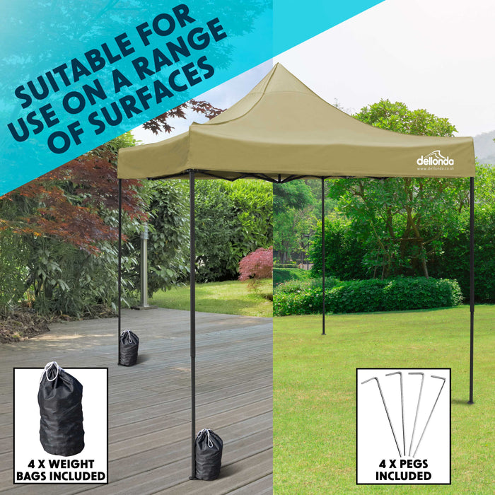 Premium 3x3m Pop-Up Gazebo, Heavy Duty, Water Resistant, Carry Bag, Stakes & Weight Bags - Beige - DG130