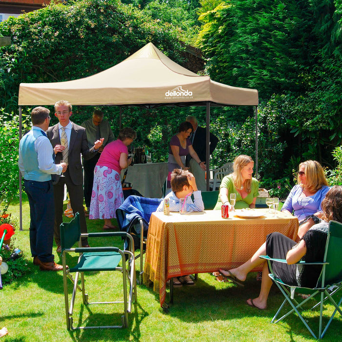 Premium 3x3m Pop-Up Gazebo, Heavy Duty, Water Resistant, Carry Bag, Stakes & Weight Bags - Beige - DG130