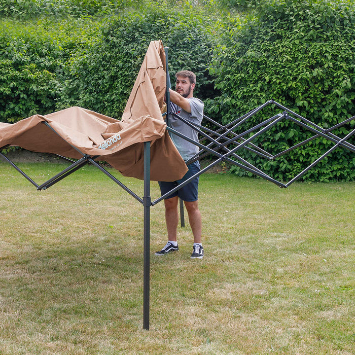 Premium 3x3m Pop-Up Gazebo, Heavy Duty, Water Resistant, Carry Bag, Stakes & Weight Bags - Beige - DG130