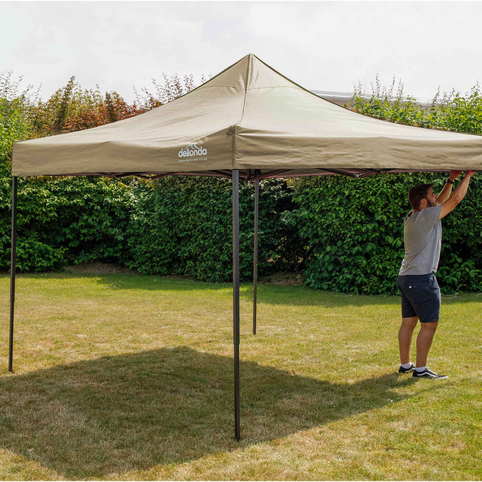 Premium 3x3m Pop-Up Gazebo, Heavy Duty, Water Resistant, Carry Bag, Stakes & Weight Bags - Beige - DG130