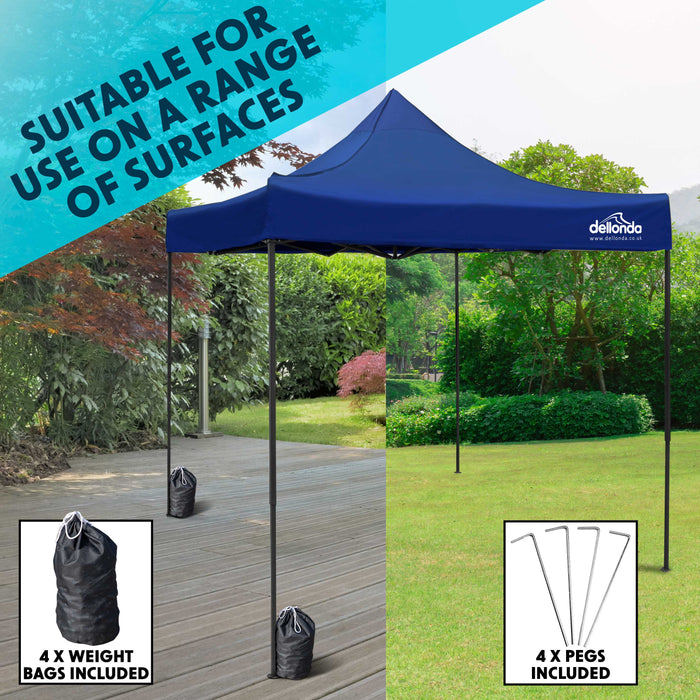 Premium 3x3m Pop-Up Gazebo, Heavy Duty, Water Resistant, Carry Bag, Stakes & Weight Bags - Blue - DG131