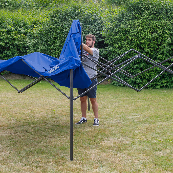 Premium 3x3m Pop-Up Gazebo, Heavy Duty, Water Resistant, Carry Bag, Stakes & Weight Bags - Blue - DG131