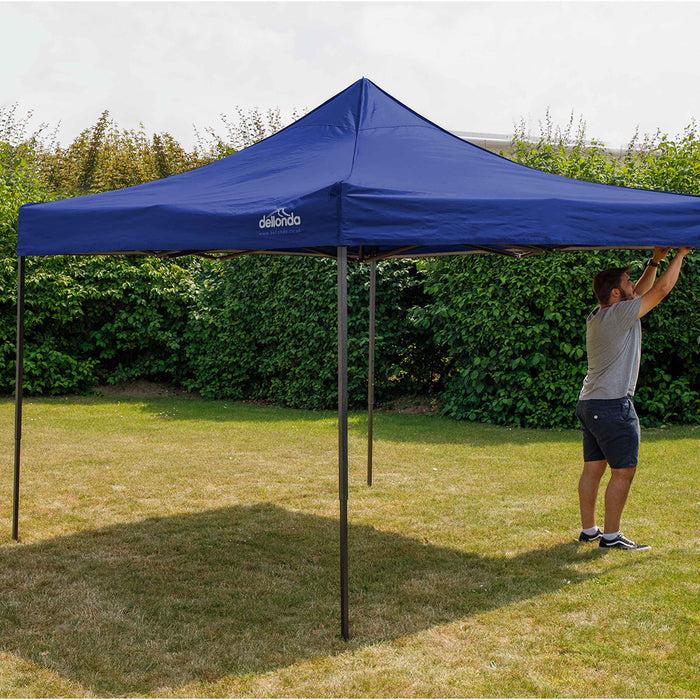 Premium 3x3m Pop-Up Gazebo, Heavy Duty, Water Resistant, Carry Bag, Stakes & Weight Bags - Blue - DG131