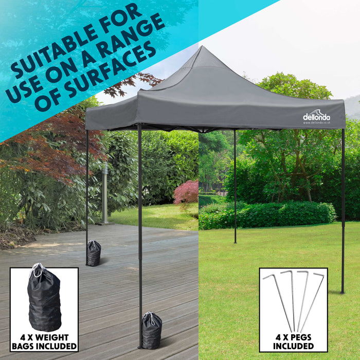 Premium 3x3m Pop-Up Gazebo, Heavy Duty, Water Resistant, Carry Bag, Stakes & Weight Bags - Grey - DG133