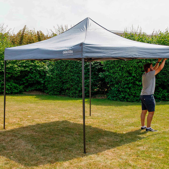 Premium 3x3m Pop-Up Gazebo, Heavy Duty, Water Resistant, Carry Bag, Stakes & Weight Bags - Grey - DG133