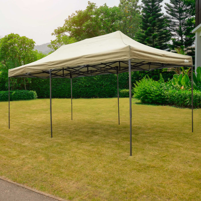 Premium 3x6m Pop-Up Gazebo, Heavy Duty, Water Resistant, Carry Bag, Stakes & Weight Bags - Beige - DG138