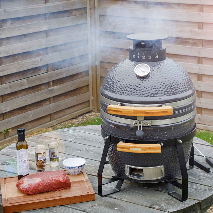 Deluxe Kamado Style BBQ Grill, Oven, Smoker, Ceramic 16"(40cm), With Accessories - DG235