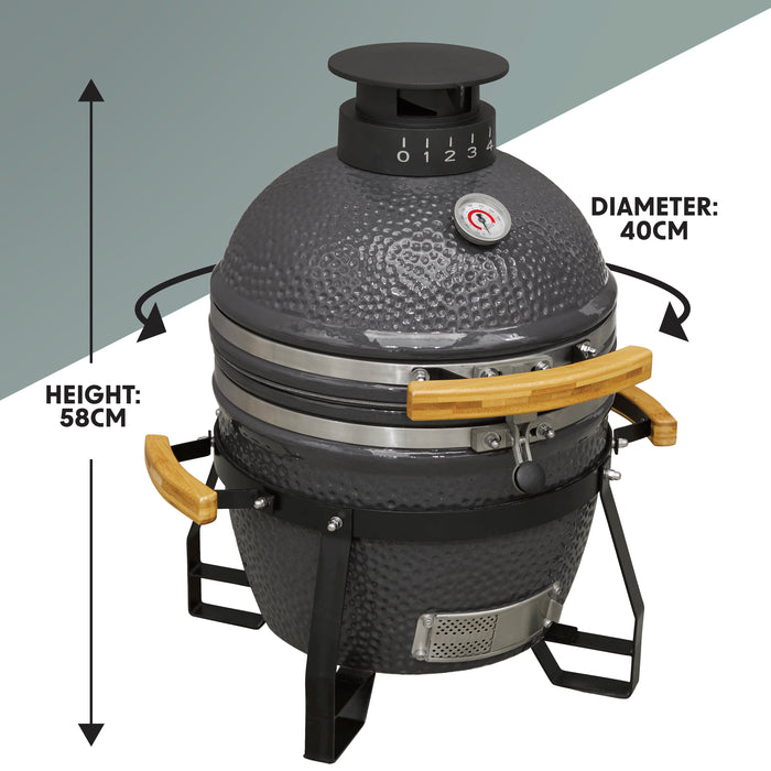 Deluxe Kamado Style BBQ Grill, Oven, Smoker, Ceramic 16"(40cm) - DG158