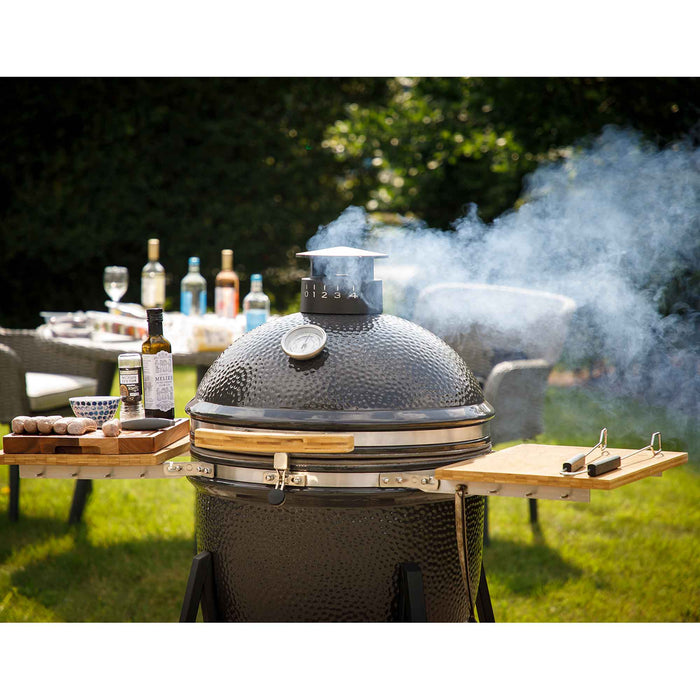 Deluxe Kamado Style BBQ Grill, Oven, Smoker With Wheeled Stand, Ceramic 22"(56cm) - DG159