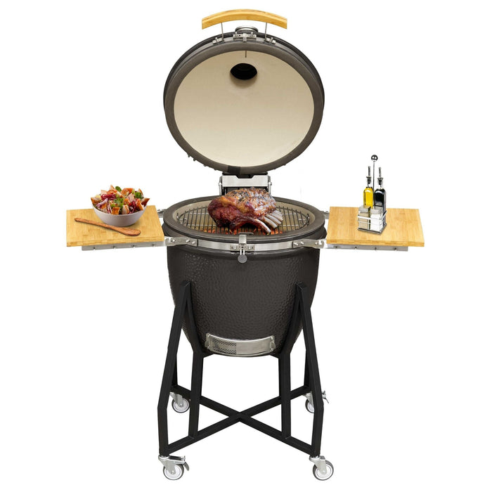 Deluxe Kamado Style BBQ Grill, Oven, Smoker With Wheeled Stand, Ceramic 22"(56cm) - DG159