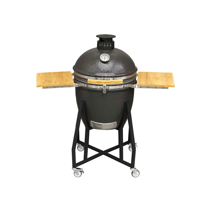 Deluxe Kamado Style BBQ Grill With Stand, Castor Wheels & Accessories, Ceramic 22"(56cm) - DG236