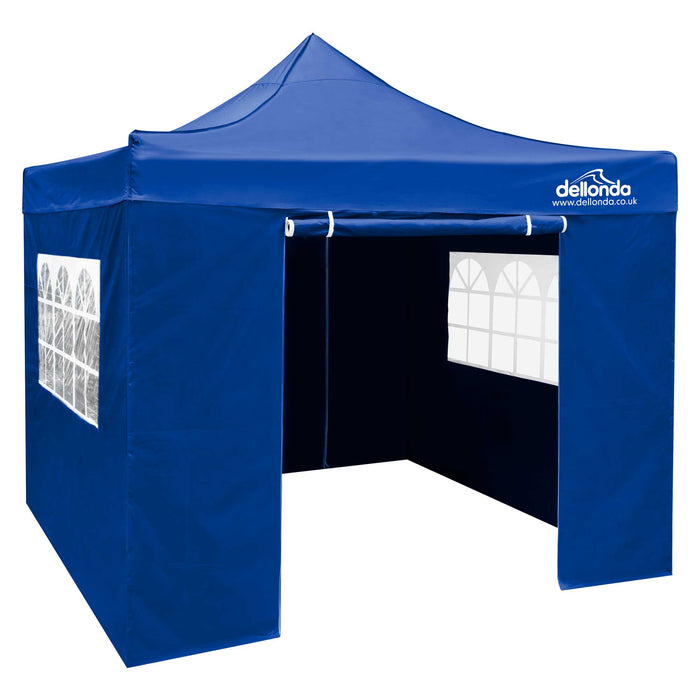 Premium 2x2m Pop-Up Gazebo & Side Walls, Water Resistant With Carry Bag, Stakes & Weight Bags - Blue - DG161