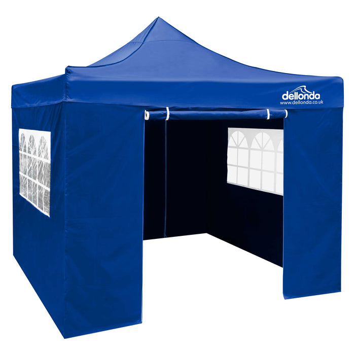 Premium 3x3m Pop-Up Gazebo & Side Walls, Water Resistant With Carry Bag, Stakes & Weight Bags - Blue - DG165