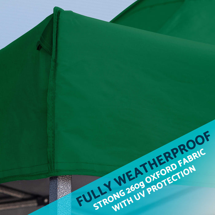 Premium 3x3m Pop-Up Gazebo & Side Walls, Water Resistant With Carry Bag, Stakes & Weight Bags - Green - DG166