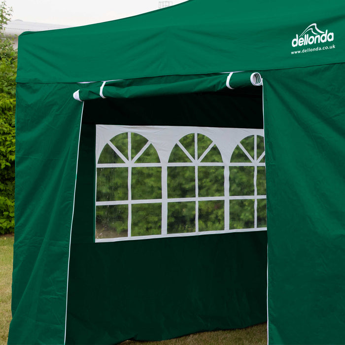 Premium 3x3m Pop-Up Gazebo & Side Walls, Water Resistant With Carry Bag, Stakes & Weight Bags - Green - DG166
