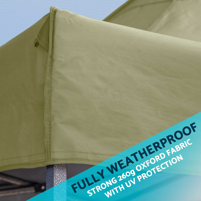 Premium 3x6m Pop-Up Gazebo & Side Walls, Water Resistant, Carry Bag, Stakes & Weight Bags - Beige - DG172