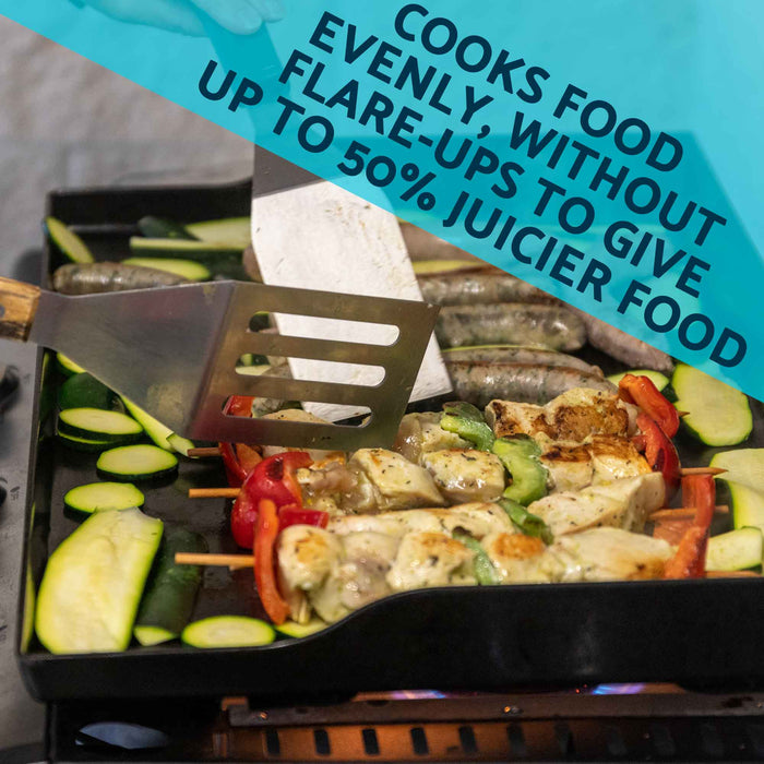 2 Burner Portable Gas Plancha 5kW BBQ Griddle Stainless Steel With Cover & Trolley - DG249