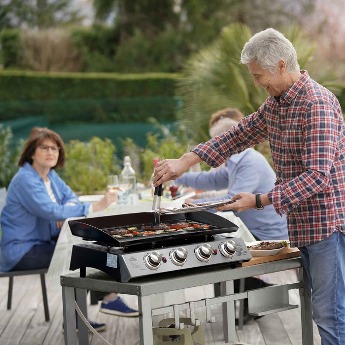 4 Burner Portable Gas Plancha 10kW BBQ Griddle, Supplied With PVC Cover, Stainless Steel - DG234