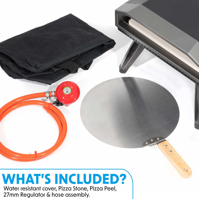 Gas Pizza Oven With Water Resistant Cover/Carry Bag & 12" Pizza Peel - DG257