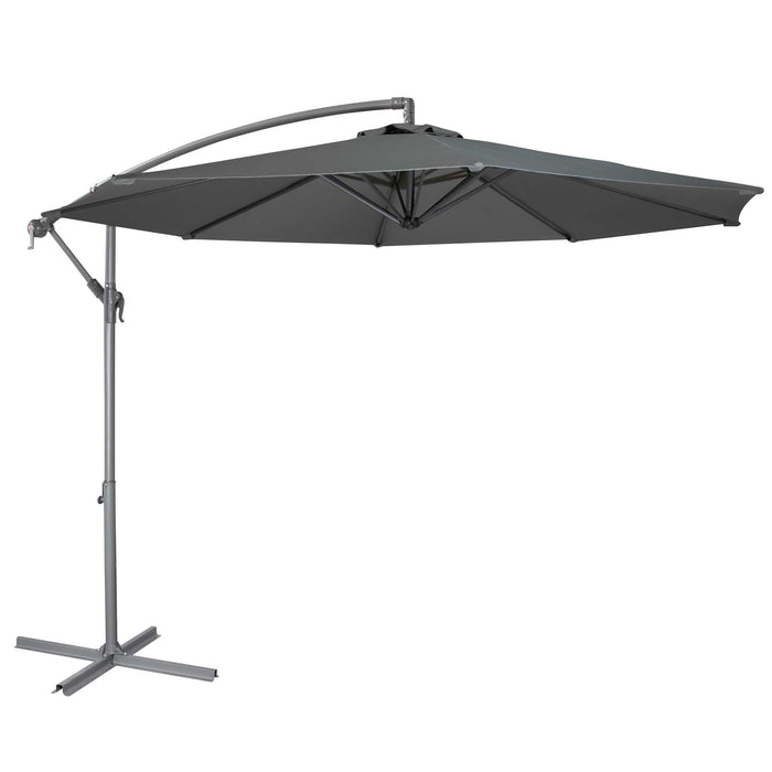 Dellonda Ø3m Banana Parasol/Umbrella, Cover And Base Bundle, Grey Canopy - DG270