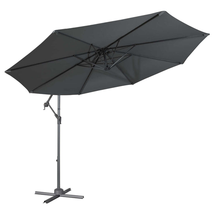Dellonda Ø3m Banana Parasol/Umbrella, Cover And Base Bundle, Grey Canopy - DG270