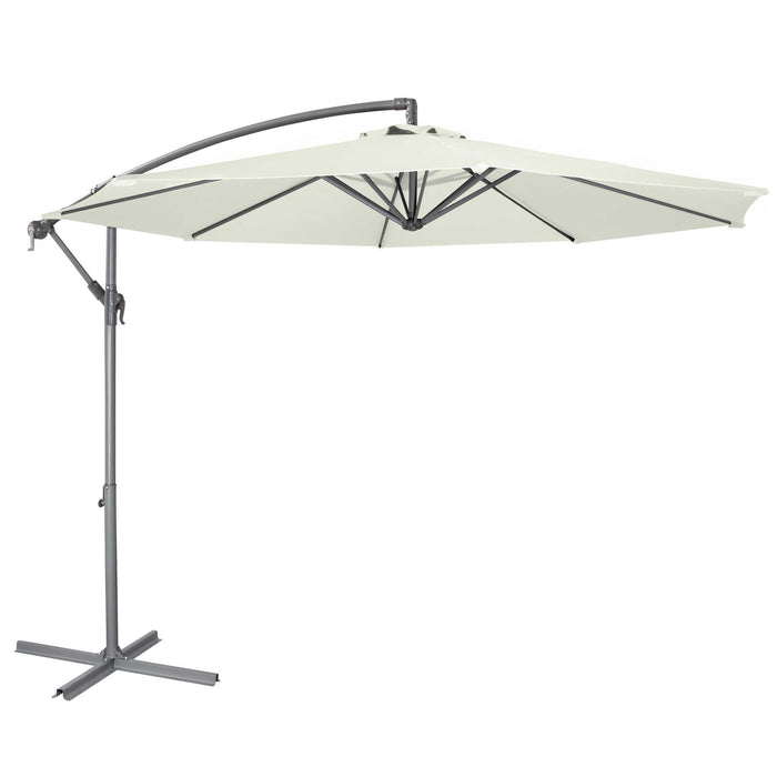 Dellonda Ø3m Banana Parasol/Umbrella, Cover And Base Bundle, Cream Canopy - DG271