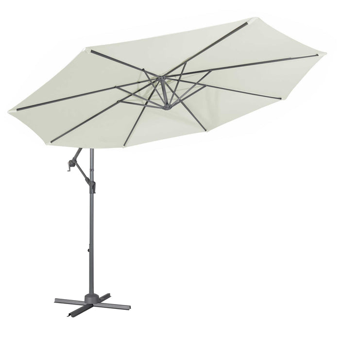 Ø3m Banana Parasol With Crank Handle And Cover, Cream Canopy - DG265