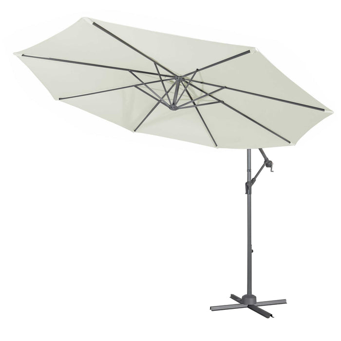Ø3m Banana Parasol With Crank Handle And Cover, Cream Canopy - DG265