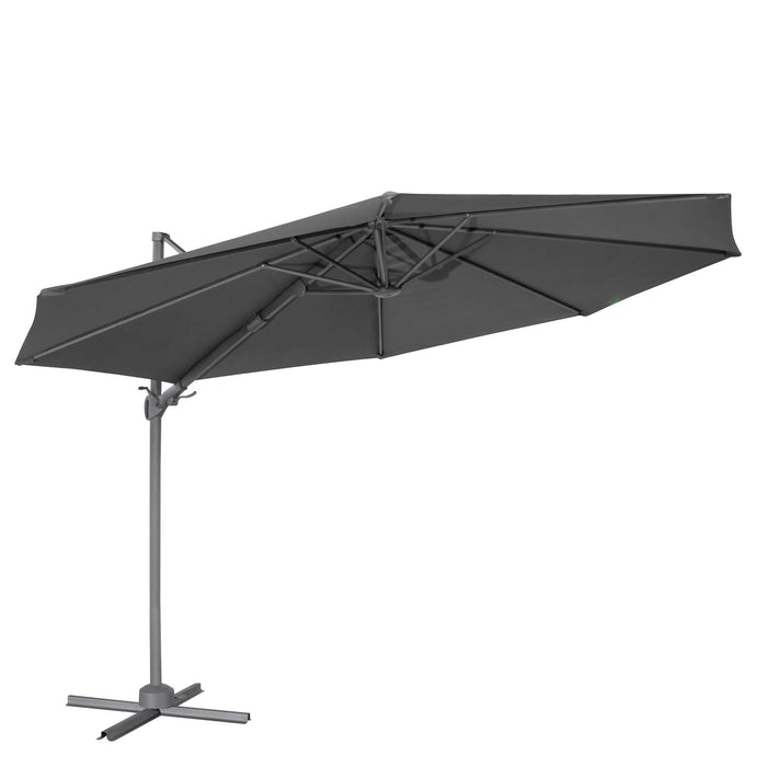 Dellonda Ø3m Cantilever Parasol/Umbrella, Cover And Base Bundle, Grey Canopy - DG272