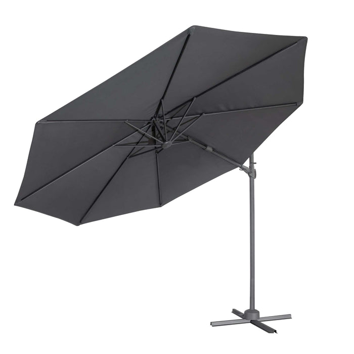 Dellonda Ø3m Cantilever Parasol/Umbrella, Cover And Base Bundle, Grey Canopy - DG272