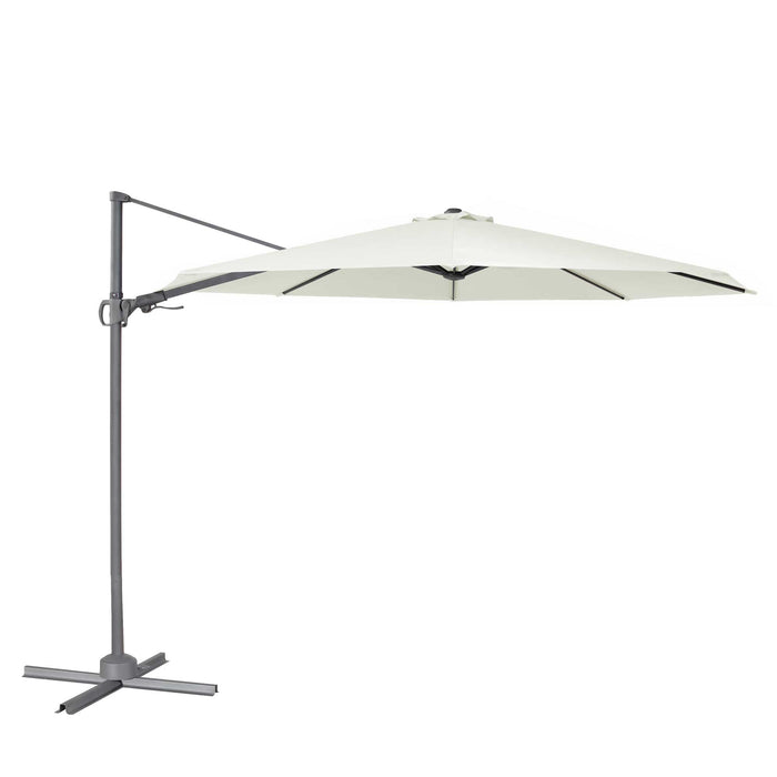 Ø3m Garden Cantilever Parasol With Crank Handle, 360° Rotation, Tilt And Cover, Cream - DG268