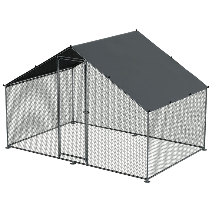 3x2x2m Walk-In Galvanised Steel Chicken Run with Roof Cover & PVC Coated Chicken Wire - DG278