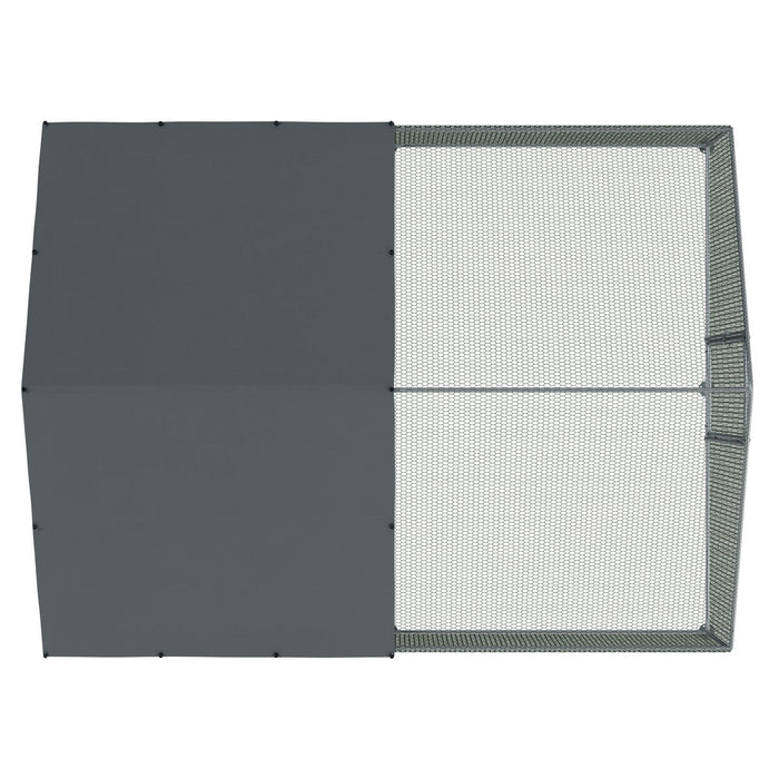 3x4m Walk-In Galvanized Steel Chicken Run with Solar Roof Cover & PVC Coated Chicken Wire, For Chickens, Ducks, Fowl and Poultry - DG279