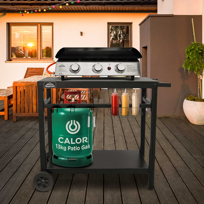 BBQ / Plancha Trolley For Outdoor Grilling/Cooking With Utensil Holder - DG45