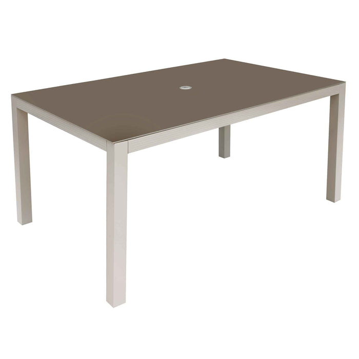 Fusion Aluminium Garden Dining Table With Tempered Glass & Parasol Hole, Light Grey - DG51