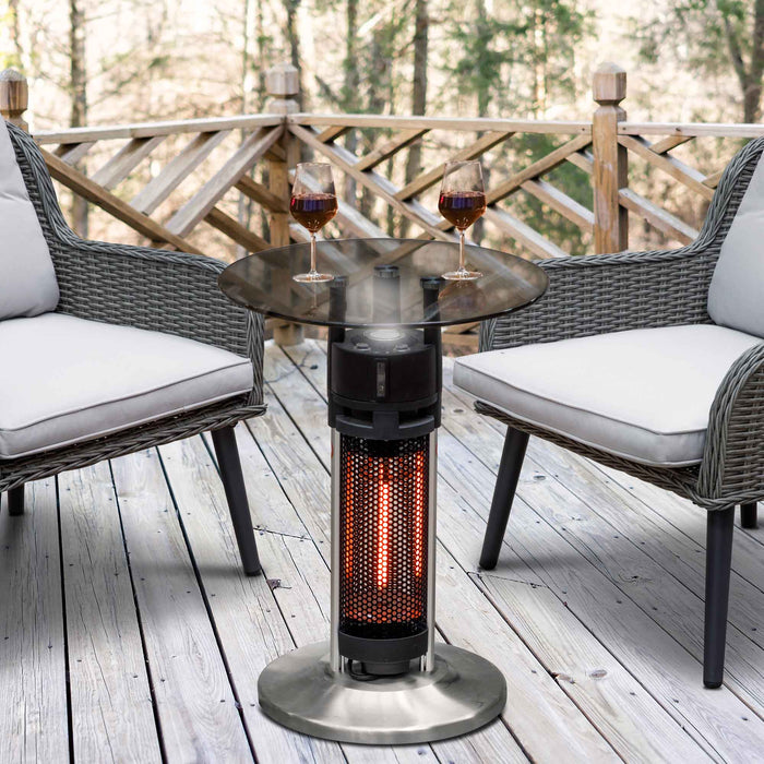 Bistro Bar Table With 1200W Patio Heater, 65cm, Black/Stainless Steel - DG62