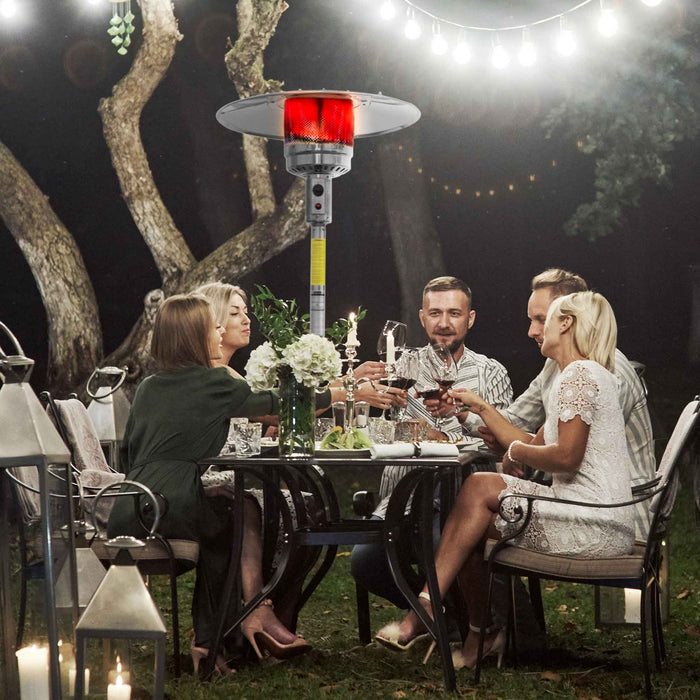 Freestanding Gas Patio Heater 13kW With Wheels & Cover, Commercial & Domestic Use, Stainless Steel - DG221