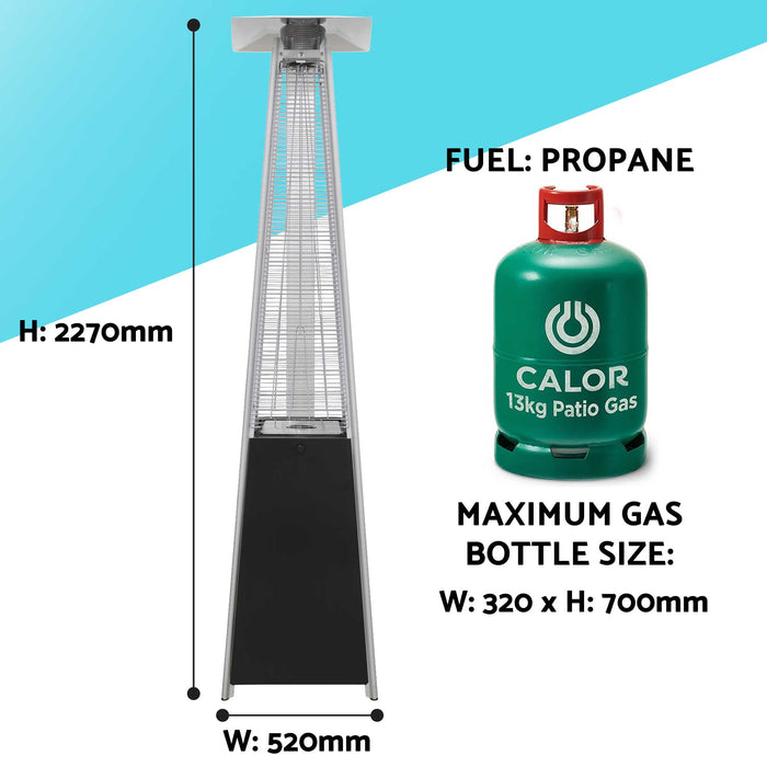 Pyramid Gas Patio Heater 13kW For Commercial & Domestic Use, Black - DG98