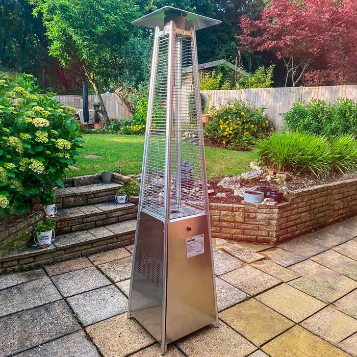 Pyramid Gas Patio Heater 13kW For Commercial & Domestic Use, With Cover, Stainless Steel - DG225