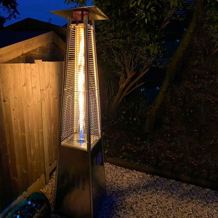 Pyramid Gas Patio Heater 13kW For Commercial & Domestic Use, With Cover, Stainless Steel - DG225