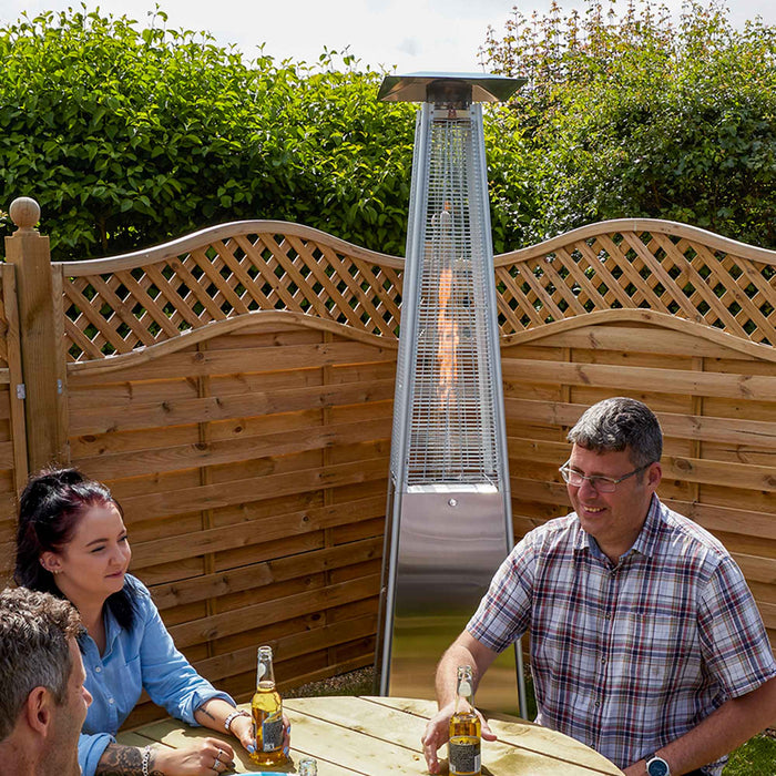 Pyramid Gas Patio Heater 13kW For Commercial & Domestic Use, With Cover, Stainless Steel - DG225