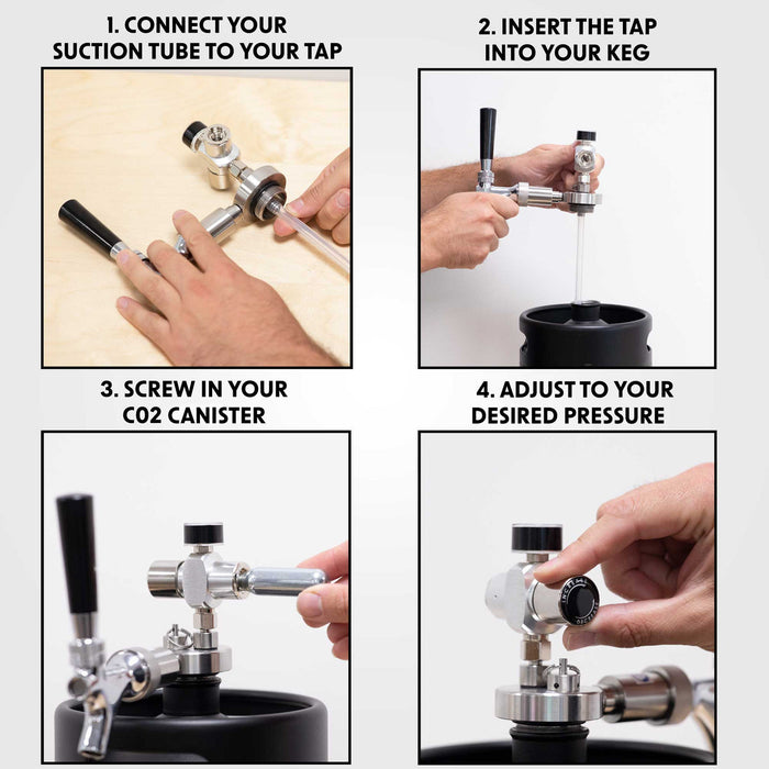 Baridi Beer Tap with CO2 Regulator for Baridi Stainless Steel Growler Kegs - DH102