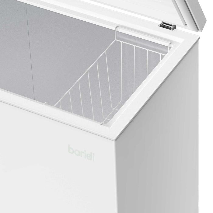Baridi Freestanding Chest Freezer, 199L, Garage and Outbuilding Safe, Thermostat, White - DH111