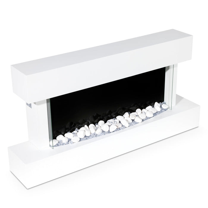 Baridi 46" Electric Fireplace, Wall Mounting with LED Flame Effects, White - DH113