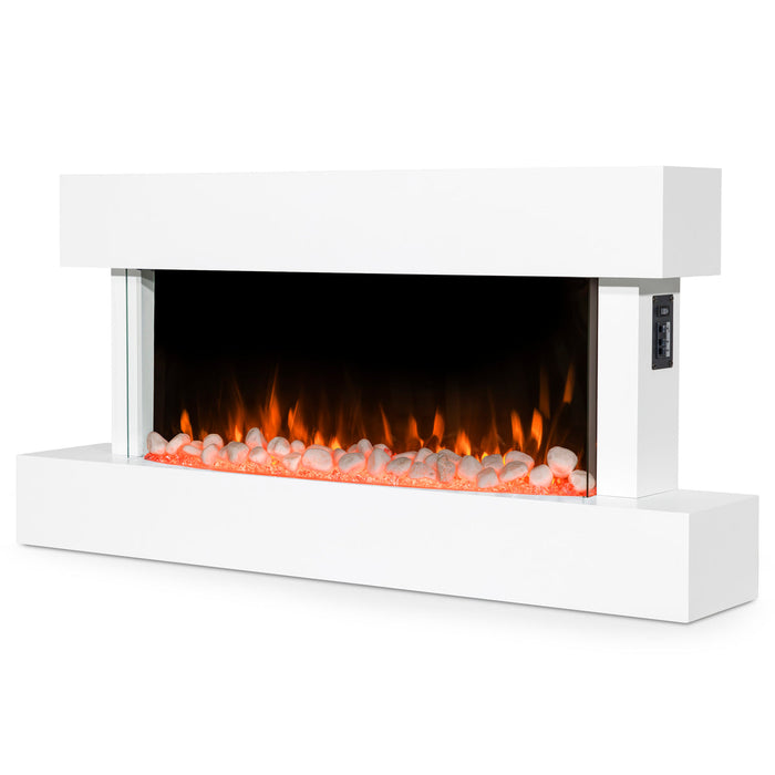 Baridi 46" Electric Fireplace, Wall Mounting with LED Flame Effects, White - DH113