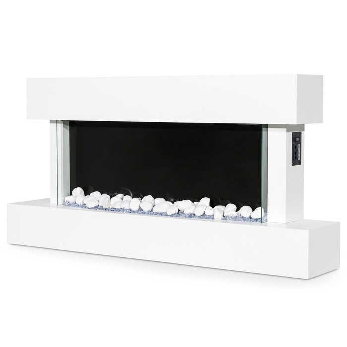 Baridi 46" Electric Fireplace, Wall Mounting with LED Flame Effects, White - DH113