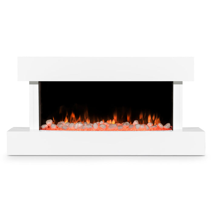Baridi 46" Electric Fireplace, Wall Mounting with LED Flame Effects, White - DH113